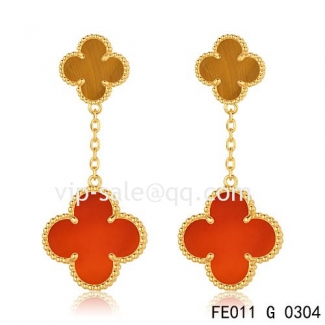 Imitation Van Cleef & Arpels Magic Alhambra Earrings In Yellow Gold, 2 Motifs